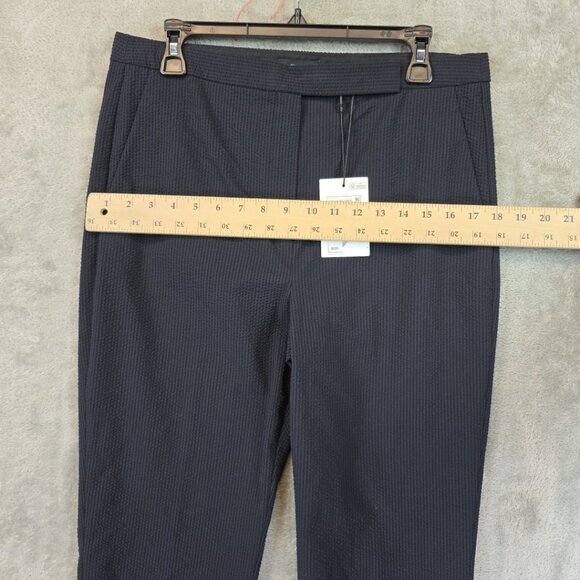 Theory Suit Pants Women's Size 10 Navy Seersucker High Waist Slim Crop Stretch - Picture 10 of 16